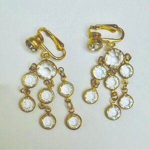 Vintage Gold and Crystal Chandelier Earrings
